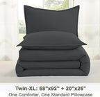 Litanika Twin XL Comforter Set Dark Grey - 2 Pieces Extra Long Bed Set for College Dorm, All Season Bedding Set for Girls and Boys