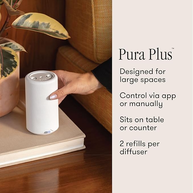 Capri Blue Pura Plus Smart Home Fragrance Diffuser Kit - Includes 1 Tabletop Pura Diffuser and 2 Volcano Pura Refills - Notes of Tropical Fruits & Sugared Citrus