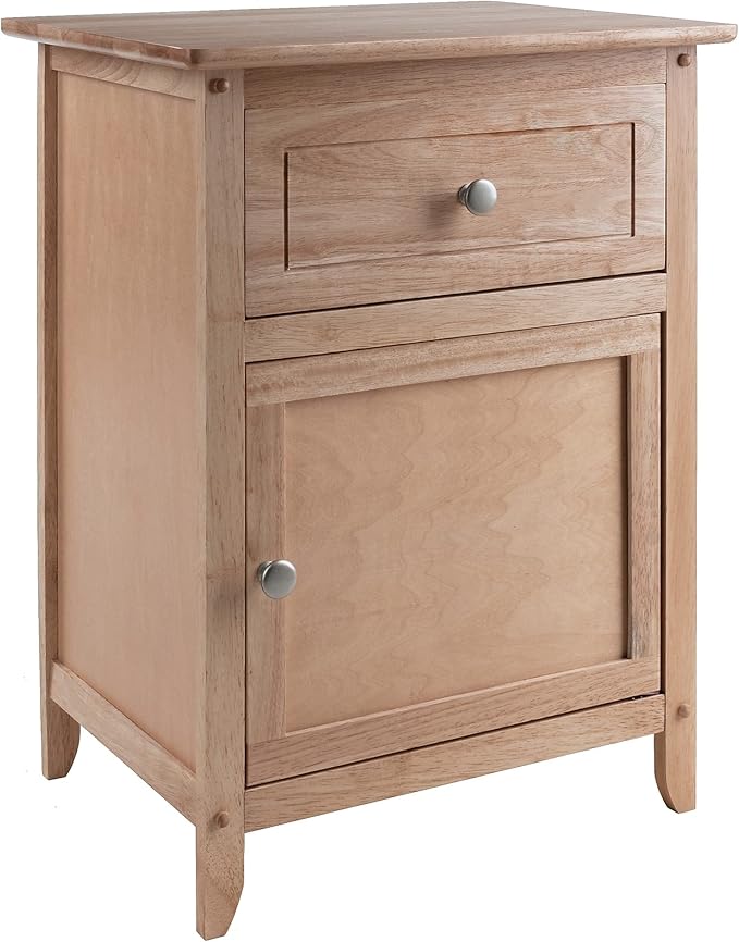 Winsome 25 x 18.9 x 14.96-Inch Composite Wood End/Night Table with Satine Nickel Knob, Natural (81115)