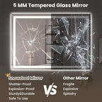 32"X32" LED Bathroom Mirror with Front Lights and Backlit, Anti-Fog, Dimmable, Shatter-Proof Tempered Glass, Lighted Bathroom Vanity Mirror for Wall with 3 Colors, Memory Function