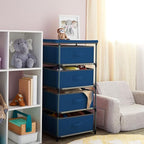 Juvale 4-Tier Tall Dresser with Drawers - 16.5 x 13 x 33 in, Navy Blue - Fabric Storage Drawers & Closet Organizer - Kids Dresser & Bedroom Storage