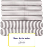 Cal King Size Bed Sheets - 6 Piece 1500 Supreme Deluxe Collection Deep Pocket Ultra Soft California King Sheet Set Bedding - 2 Extra Pillow Cases, California King, Classic Stripe Gray