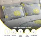 Sweet Home Collection 7 Piece Comforter Set Bag Solid Color All Season Soft Down Alternative Blanket & Luxurious Microfiber Bed Sheets, Florence, King