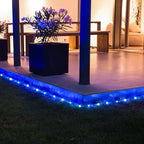 JMEXSUSS 100 LED Blue Battery Operated Rope Lights Outdoor Waterproof, 33ft 8 Modes Battery Christmas Light, Battery Powered String Lights with Remote for Trampoline Camping Canopy Tent Pool Decor