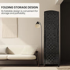 Rose Home Fashion Room Divider, 6 ft Tall Room Dividers and Folding Privacy Screens, 16in Privacy Screen 6 Panel Black Space Temporary Wall Foldable Partition Separation
