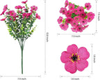 24 Bundles Artificial Flowers for Outdoor Indoor Garden Home Decoration, Look Real for Front Door Porch Patio Yard Balcony, Faux Flower Daisy with Eucalyptus Leaves Fake Plants, 4 Colors