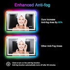 LED Mirror for Bathroom, 28"X36" with 8 RGB Backlit +3 Front Lit (Adjustable Individually), Anti-Fog, Lighted Bathroom Vanity Mirror for Wall, Shatterproof, Memory Function, Tempered Glass