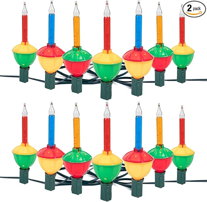 Brightown Multicolor Christmas Bubble Lights with 7 Bulbs, 2 Pack Night Bulbs UL Listed Christmas Tree Lights for Holiday Xmas Celebrations Lighting, Green Wire