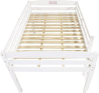 Camaflexi Tribeca Solid Wood Low Loft Bed Frame / 14 Wood Slats and 2 Center Supports / No Box Spring Necessary / Easy Assembly / Full - White, T1303F