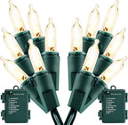 Christmas Lights - Battery Operated String Lights 50 LED String Lights Mini Lights with Auto-Timer and 8 Lighting Modes for Christmas Wreath Party Wedding Garden Home Decoration, Warm White, 2 Pack