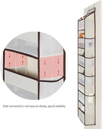 Univivi 6 Tier Over The Door Organizer With 8 Mesh Side Pockets, Bathroom Organizers and Storage Over The Door Organizer For Nursery Baby Essentials (Beige)