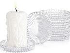 Glass Candle Holders, GOH DODD Set of 8 Crystal Pillar Plates Modern Coasters for Drinks, Centerpiece, Home Decor, Kitchen, Living Room, Patio, Wedding, Halloween, Christmas, Party, Clear