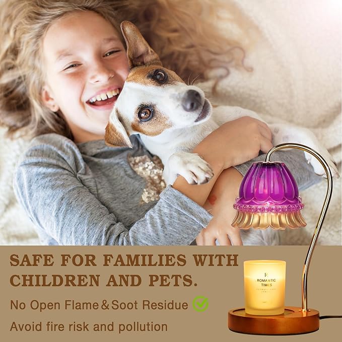 Flower Candle Warmer Lamp with Timer, Wax Warmer, Height Adjustable, Birthday Gifts for Women, Mom, Sister, Candle Lamp Warmer Gifts, Electric Dimmable Candle Warmer, Vintage Home Decor