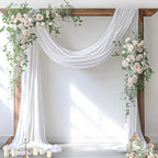 Socomi Wedding Arch Draping Fabric 1 Panel 29" x 19Ft White Sheer Chiffon Curtain Drapes 6 Yards for Wedding Ceremony Birthday Party Decoration