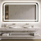 LED Bathroom Mirror, 55"x 30" LED Mirror with Lights for Bathroom, Lighted Vanity Mirrors for Wall, Anti-Fog, Dimmable, Tempered Glass, Memory Function, 3 Colors, Safe Use (White)