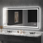USHOWER LED Bathroom Mirror 72x36 Inch Tempered Glass - Frameless LED Backlit Lighted Mirror for Bathroom Vanity with Anti-Fog, 3 Colors Dimmable, Memory Function, Wall-Mounted