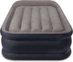 Intex Dura-Beam Standard Series Deluxe Pillow Rest Raised Airbed w/ Soft Flocked Top for Comfort, Built-in Pillow & Electric Pump, Bed Height 16.5", Twin
