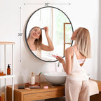DUMOS Black Circle Mirror for Wall 30.02 inch, Bathroom Round Mirror for Over Sink, Bathroom, Entryway, Bedroom, Vanity