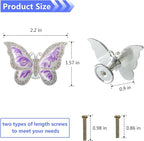 Butterfly Cabinet Knobs,6 Pieces Butterfly Knobs Single Hole Pulls Handles Decorative Door Cabinet Drawer Cupboard Furniture Door Wardrobe (Purple)