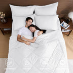 HEVUMYI King Comforter Set - 7-Piece All Season Bed in a Bag King, Ultra Soft Bedding Set with Comforter, Flat Sheet, Fitted Sheet, Pillowcases, Pillow Shams, White