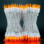 YULETIME 200 Orange LED Christmas Lights with White Wire, Pack of 2 Strands 33 Feet 100 Lights UL Certified Holiday String Light Set