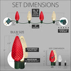 Wintergreen Lighting C9 Red and White Christmas Lights Set of 24, 16.3 Ft. LED Christmas Lights Red-Warm White Indoor-Outdoor C9