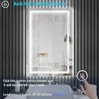 24x32 Inch LED Mirrors for Bathroom, Threefold Brightness 2 Front Lights + 1 Back Lit Mirrors for Bathroom Wall Restroom with Anti-Fog, 3Colors Stepless Adjusted, Safer Tempered Glass, Memory Function