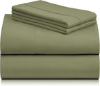 LuxClub 4 PC California King Sheet Set, Breathable Luxury Bed Sheets, Deep Pockets Wrinkle Free Cooling Sheets Machine Washable Hotel Bedding Silky Soft - Olive Cal King