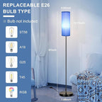 FRIDEKO HOME Floor Lamp with Blue Shade, Simple Design with Foot Pedal Switch, Small Tall Lamps for Living Room Bedroom Office, Corner Floor Stand Light with Black Pole Lamp (No Bulb/No Remote)