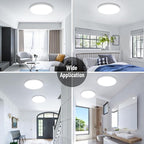 SunRider 4-Pack LED Flush Mount Ceiling Light Fixture, 6000K Cool White, 2400LM, 12 Inch 24W Modern White Round Flat Lamp, 240W Equiv. Non-Dimmable