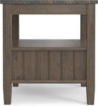 SIMPLIHOME Lev SOLID WOOD 20 Inch Wide Rectangle Transitional End Table with Bottom Drawer in Smoky Brown, For the Living Room and Bedroom