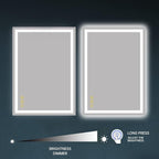Wall-Mounted LED Square Bathroom Mirror, Makeup Mirror (36 inches x 24 inches,) 3 Color Stepless Dimmable Memory Bathroom Vanity Mirror with Lights CRI90+ 3000-6400K Smart Mirror with Touch