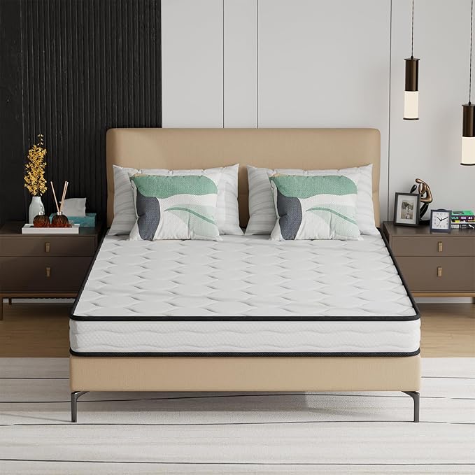 PayLessHere | 6 Inch Full Mattress | Medium Firm Hybrid Mattress | White | with High-Density Foam and Breathable Cover | Pocket Spring Design, Pressure Relief | Bed in a Box, CertiPUR-US Certified