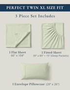 LANE LINEN 100% Mercerized Organic Cotton Twin XL Sheets Set, Soft & Comfy Percale Weave - Perfect for Hospital beds or Dorm Room, Luxury Hotel Like Sheets Twin XL Size Sheet Set - Mineral