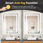 24X32 LED Bathroom Mirror with Lights, Anti-Fog, Dimmable, Backlit + Front Lit, Smart Bathroom Vanity Mirror, Memory Function, Shatterproof, Tempered Glass (Horizontal/Vertical)