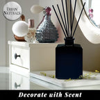 Urban Naturals Crisp Alpine Air Reed Diffuser Set with Eucalyptus, Citrus, Vanilla, Pine & Balsam Notes – 5 Ounce Sleek Black Rectangular Refillable Glass Bottle – Made in The USA