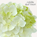 Hydrangea Artificial Flowers, Green/White 4Pcs 21” Latex Real Touch Flowers, Full Faux Silk Flowers Fake Artificial Hydrangeas with Stems for Bouquet Table Centerpieces Wedding Baby Showers