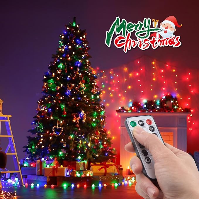 Minetom Battery Operated Christmas Lights 2Pack, 120LED Fairy Lights with Remote & 8 Modes, Waterproof String Lights for Outdoor Indoor, Christmas Tree, Bedroom Decor (Multicolor)