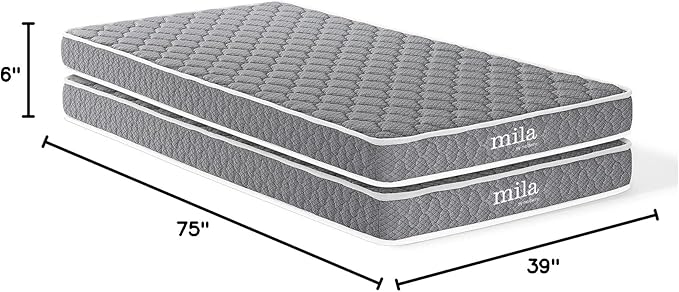 Modway Emma 6" Twin Mattress Foam Set of 2, White