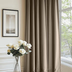 Lazzzy Velvet Blackout Curtains Thermal Insulated Room Window Drapes Super Soft Luxury Curtains for Living Room Bedroom Rod Pocket 2 Panels, Light Taupe, 52" W x 84" L