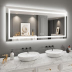 28x60 LED Bathroom Mirror with Front and Backlight, Dimmable Lighted Bathroom Vanity Mirror with Anti-Fog, Memory Function,Tempered Glass(Horizontal/Vertical)