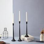 Denique Iron Taper Candle Holder Set of 3, Black Candlestick Holders Decorative Candle Stand, Tapered Candle Holders Tall Set for Wedding, Dining Table, Home Decoration (Black)