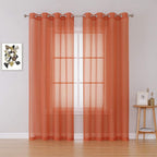 KEQIAOSUOCAI Patio Door Sheer Curtain Panels - Ceiling to Floor Extra Long Voile Drape Curtains Window Treatment for Sliding Glass Door (Burnt Orange,2 Pieces,W 54 x L 95 inches)
