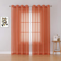 KEQIAOSUOCAI Patio Door Sheer Curtain Panels - Ceiling to Floor Extra Long Voile Drape Curtains Window Treatment for Sliding Glass Door (Burnt Orange,2 Pieces,W 54 x L 108 inches)