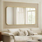 BEAUTYPEAK Gold Rectangular Bathroom Mirror - 30" x 48" Wall Mounted Aluminum Alloy Frame Mirror with Rounded Corners for Bedroom Living Room, Horizontal or Vertical