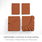 Mellanni California King Sheets Set - 4 PC Iconic Collection Bedding - Hotel Luxury, Extra Soft, Cooling Bed Sheets - Wrinkle, Fade, Stain Resistant (Cal King, Terracotta)