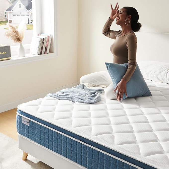 Jingxun 12 Inch Hybrid Gel Memory Foam Mattress, Motion Isolation Pocket Coils, Pressure Relief, Cooling, Back Pain Relief, Full Size