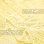Exclusivo Mezcla Fleece Throw Blanket Extra Large, Super Soft and Warm Blankets for Couch, Sofa and Bed Waffle Textured, Cozy, Fuzzy and Lightweight (Light Yellow, 50x70 Inches)