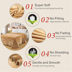 Fleece Blanket Queen Size 350GSM Lightweight Throw for The Bed Extra Soft Brush Fabric Super Warm Sofa Blanket 90" x 90"(Camel Queen)