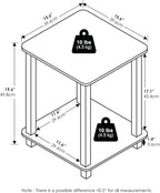 Furinno Simplistic Side Table Set of 2, 2-Tier End Table, Nightstand, Night Stand, Bedside Table, Easy Assembly, for Living Room, Bedroom, White
